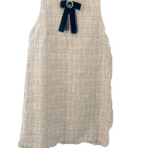 Tweed Dress 👗 With Rhinestone Brooch & Bow Small